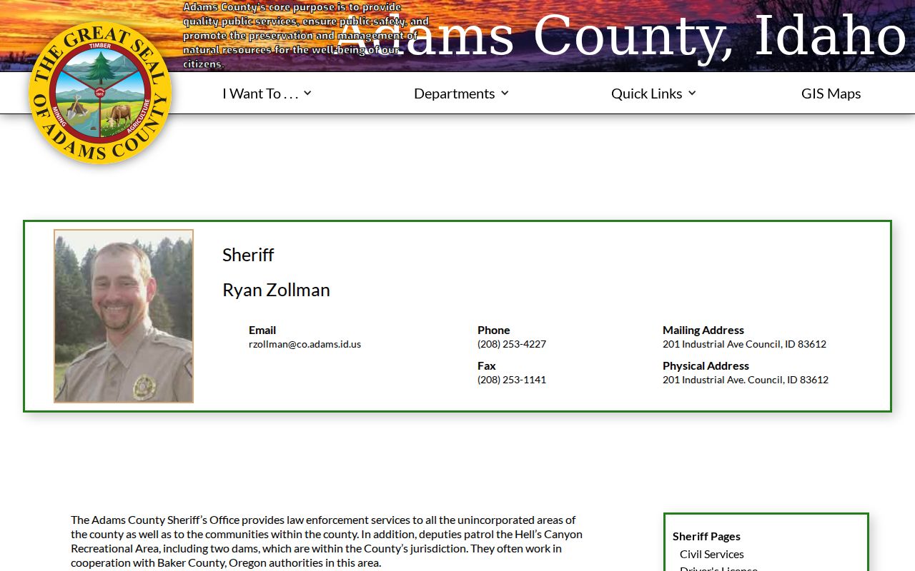 Adams County arrest records sheriff office contacts