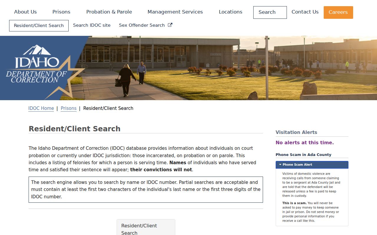 Adams County arrest follow-up IDOC resident client search