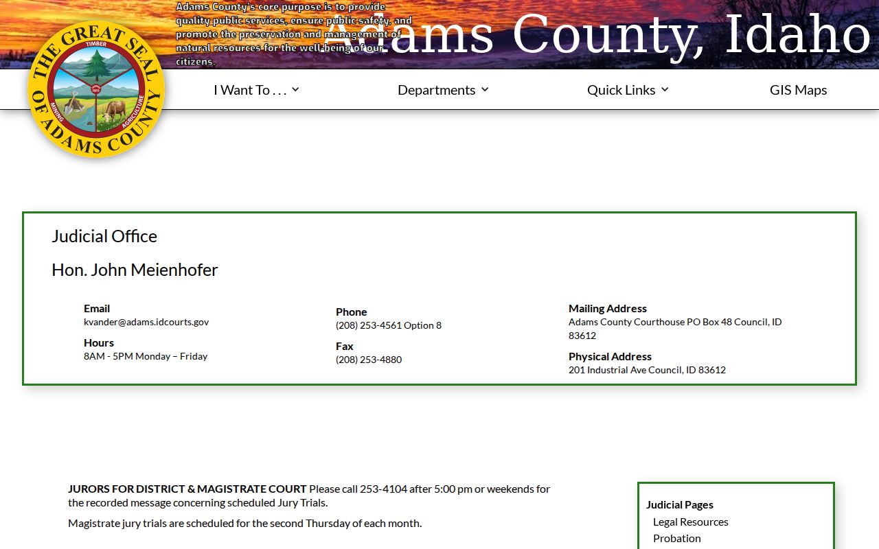 Adams County criminal court case schedule
