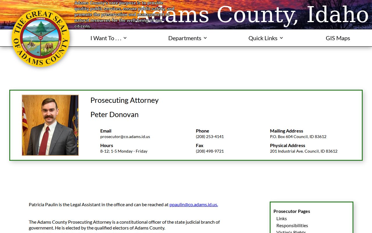 Adams County criminal court prosecuting attorney office