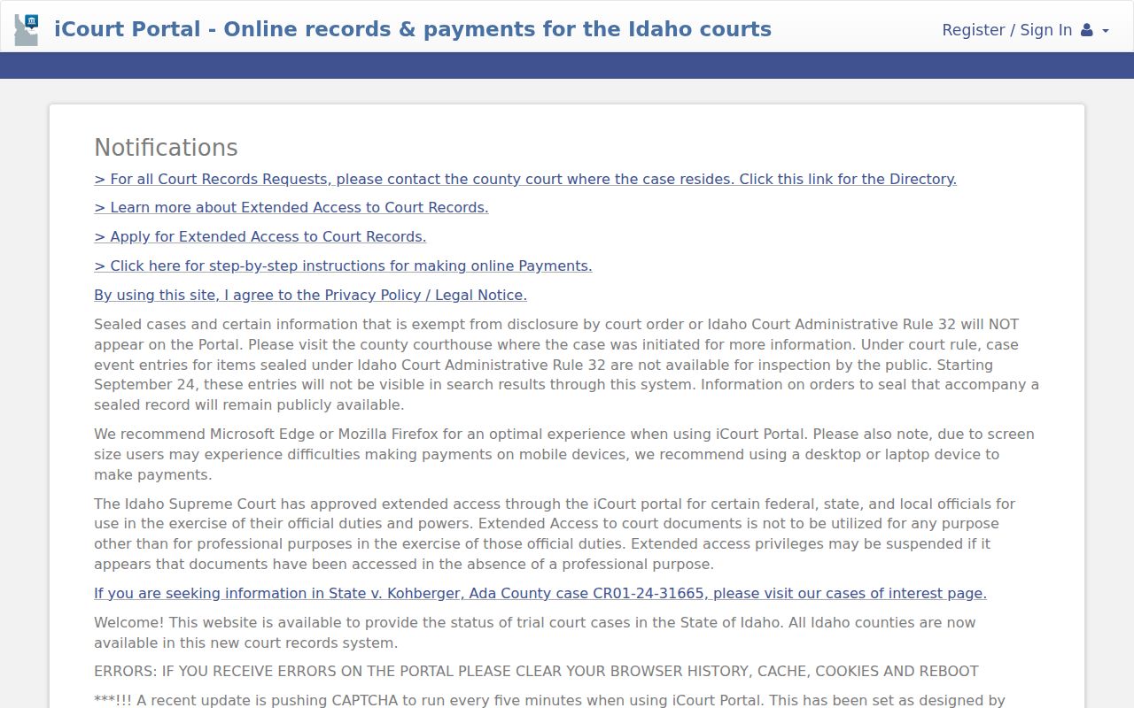 Adams County criminal court history Smart Search screen