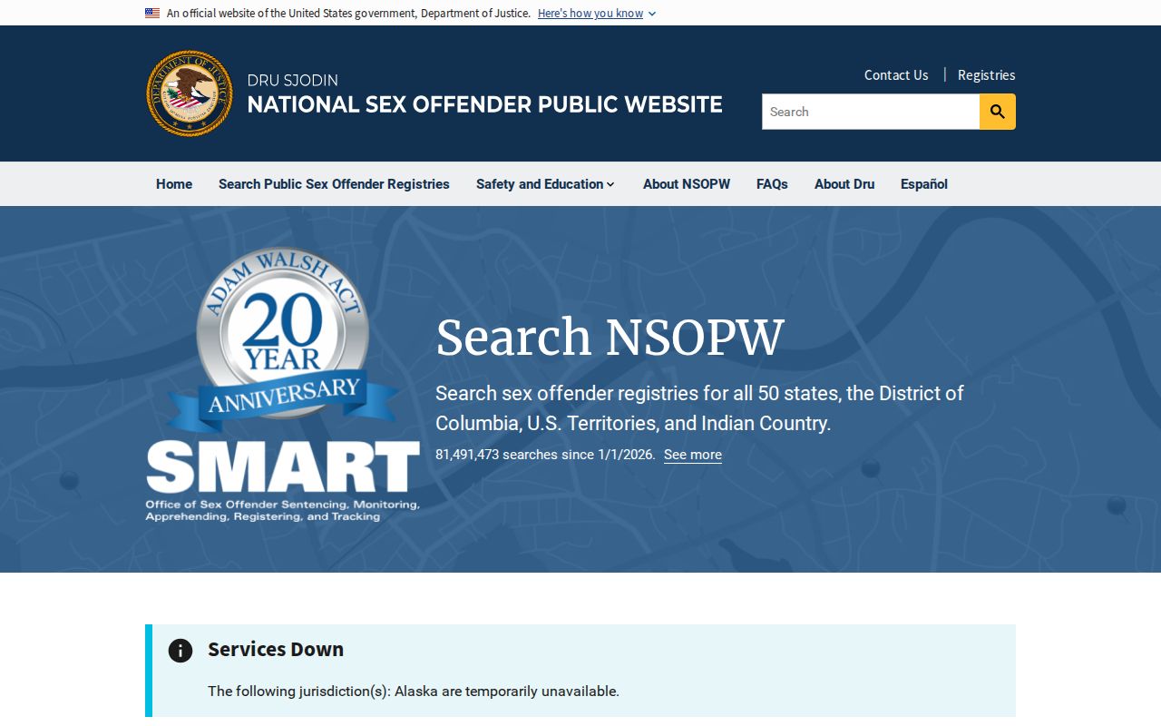 National search supplement for Adams County sex offender records